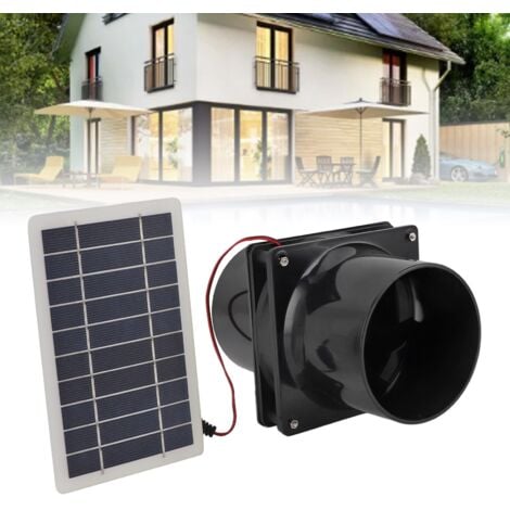 Eosnow 10 W 12 V solarbetriebener Abluftventilator für runde Rohre, ABS-Solarpanel-Belüftungsventilator-Set für Haustierhaus, Hühnerstall, Wohnmobil, Gewächshaus