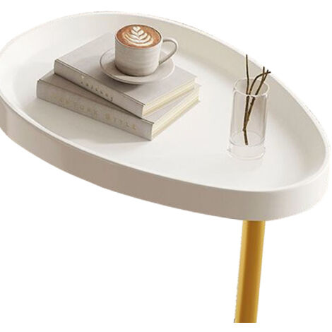 Eosnow C-frmiger Beistelltisch, kleiner eifrmiger, ovaler Sofa-Couchtisch, der unter das Wohnzimmer geschoben werden kann, Gold