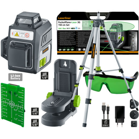 Laserliner laser a linee incrociate PocketPlane-Laser 3G Set + treppiede compatto + accessori