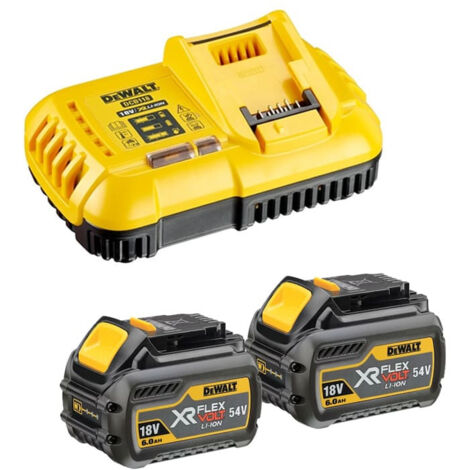 Pacchetto iniziale batterie 6.0Ah 54V – Ricarica rapida in 60 min – Sistema diagnostico con LED – Per elettroutensili DEWALT (1/10)