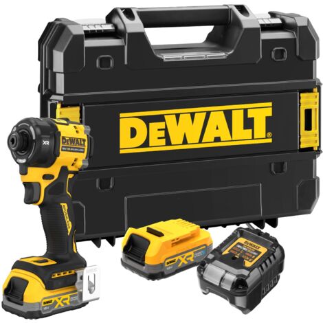 DeWALT Utensili - Avvitatore a impulsi a batteria da 18 V, 2 batterie XR da 1,7 Ah, caricabatterie DCF870E2T