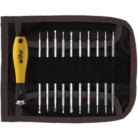 Wiha Giravite con set di lame di ricambio SYSTEM 4 ESD Assortito, 12 pz con borsa avvolgibile (31499)