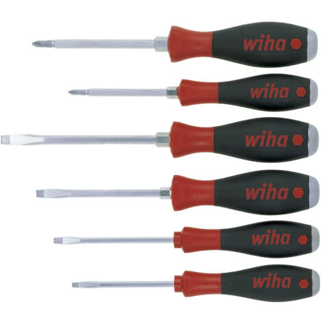 Wiha Set di giravite SoftFinish® A taglio, Phillips 6 pz. con lama esagonale continua e robusta calotta in acciaio (21250) (1/3)