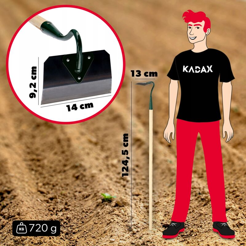 KADAX Hak met metalen kop, tuinhak met steel van hout, trekhaak voor