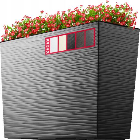 KADAX Blumenkasten aus Kunststoff, Pflanzkasten, Rechteckig, Grafit