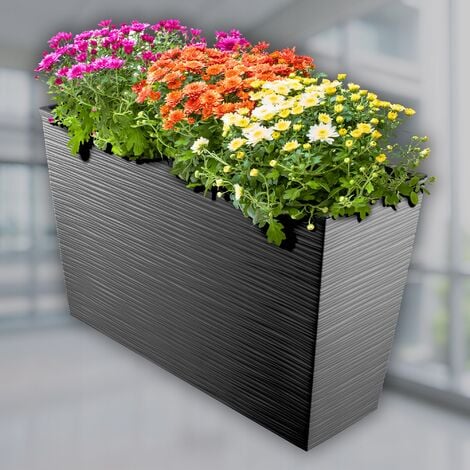 KADAX Blumenkasten aus Kunststoff, Pflanzkasten, Rechteckig, Grafit