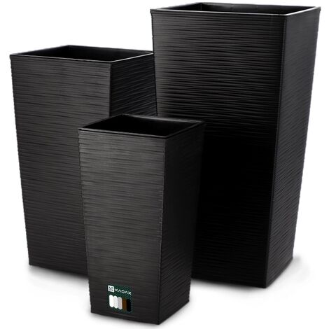 KADAX Blumentopf Set, Blumenkübel aus Kunststoff, Schwarz, 19 + 25 + 30 cm (1/5)