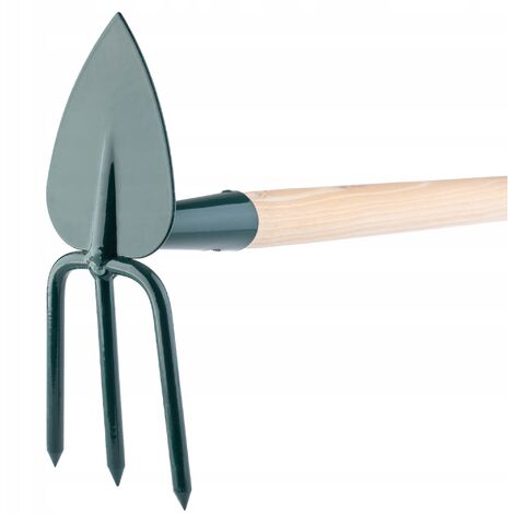 KADAX Hacke, Gartenhacke, Doppelhacke für Garten, 3 Zinken - Herz, mit Holzstiel