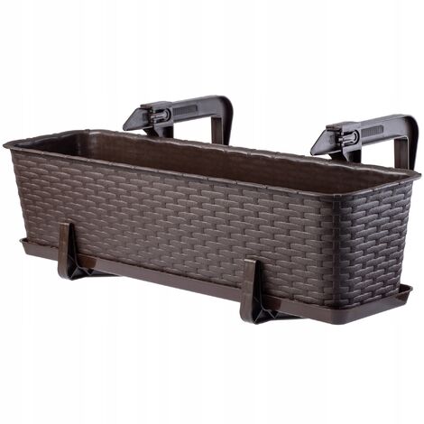 KADAX Balkontopf mit Untersatz, Balkonkasten mit Wasser Öffnungen, 60cm, Braun