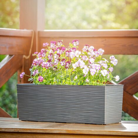 HAKZEON Blumenkästen Aus Kunststoff – 6 Stück, 43,2 Cm, Mit Tabletts & 30 Etiketten, Weiß, Für Balkon & Garten
