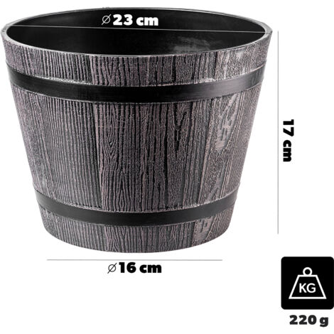 BELLE VOUS 3er Pack Kunststoff Pflanzkübel - Weinfass Design - 22cm