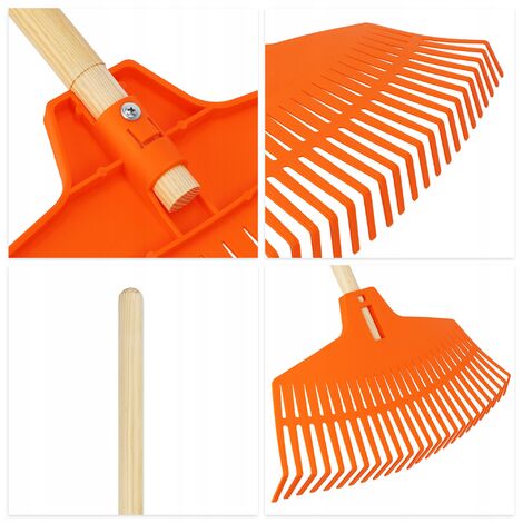 Rastrello Da Giardino Kadax – Testa In Plastica 45 Cm, Manico In Legno 151 Cm, Leggero E Curvo, Ideale Per Donne, Raccoglie Foglie E Detriti