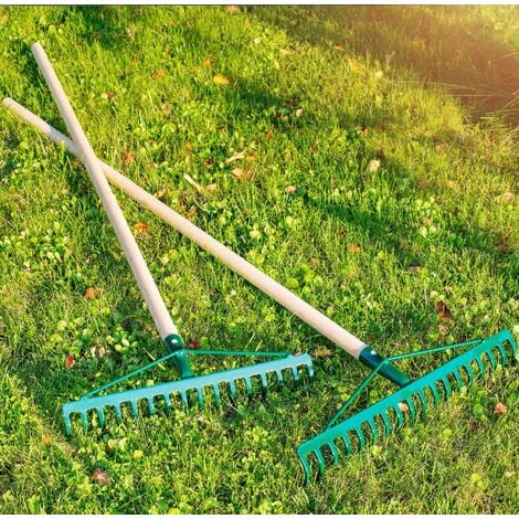 KADAX Rechen, breite Harke für Garten, Rasenrechen aus Metall, 16 Zinken