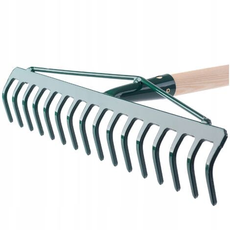 KADAX Rechen, breite Harke für Garten, Rasenrechen aus Metall, 16 Zinken