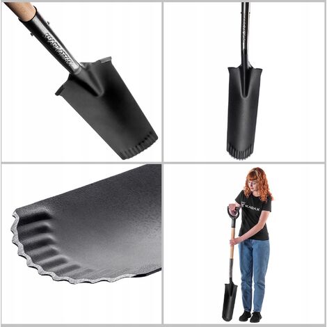 KADAX Drainagespaten Mit D-Griff - Robuster Gartenspaten Für Drainagearbeiten | 126x15 Cm
