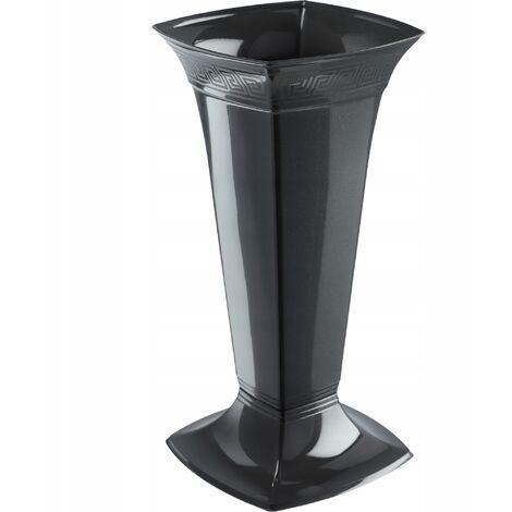 KADAX Grabvase mit Sockel, Friedhofsvase aus Kunststoff, Blumenvase für Grabstein, Grabdekoration, G