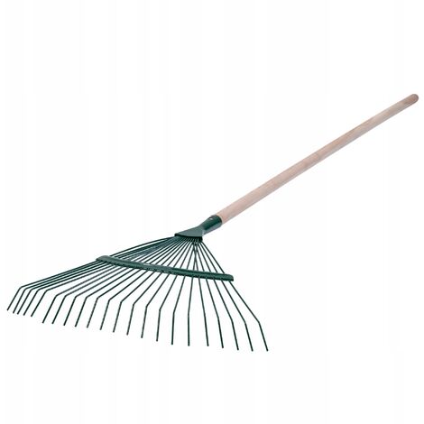 Kadax Rechen in acciaio, rastrello con un lungo gambo in legno, durezza del filo regolabile, scope a foglia con una testa larga, rastrello di erba, tiepido (filo, blu