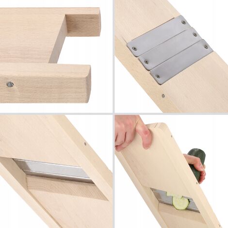 KADAX Gemüsehobel Aus Holz - Mit 3 Edelstahlklingen Für Kohl & Gemüse