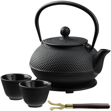 KADAX Japanische Teekanne, 850ml Gusseiserner Kessel, 15cm Kanne mit Netzfilter und robustem Griff, (1/5)