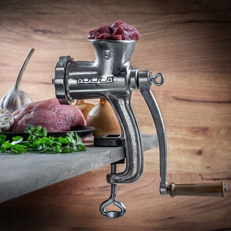 Manueller Fleischwolf Mit Wurstfüller - Handbetrieben Mit Tischklemme
