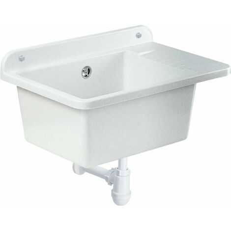 GOSPO Ausgussbecken aus Polypropylen, 50.5x34x26.5 cm, Waschbecken, Weiß