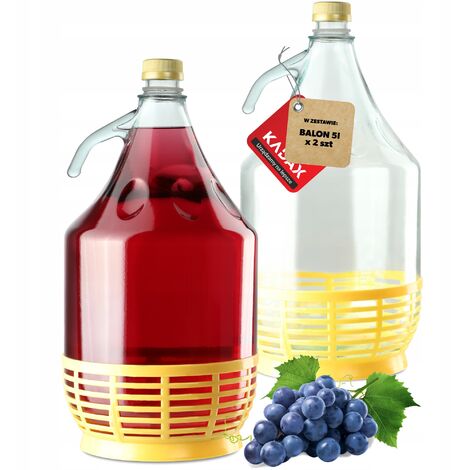 KADAX Weinballon, Glasballon für Wein, Weinfass aus glas, Gärballon, Fass für Wein aus Glas, Bügelfl (1/5)