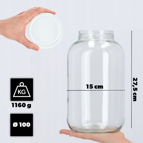 KADAX 8er Set Konservengläser 2,5L, Einmachglas zum Einlegen, TO100, Einmachgläser, Sturzglas, Vorratsglas, Gurkenglas, Konservenglas, Rundgläser, EinKonservengläser (Grün Deckel