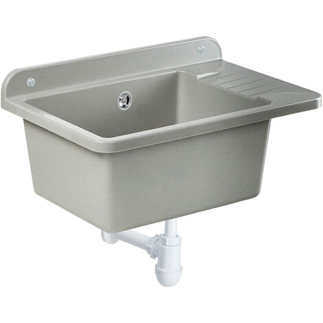 GOSPO Ausgussbecken aus Polypropylen, 50,5 x 34 x 26,5 cm, Grau