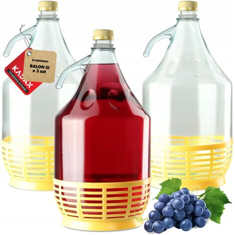 KADAX Weinballon, Glasballon für Wein, Weinfass aus glas, Gärballon, Fass für Wein aus Glas, Bügelfl (1/5)