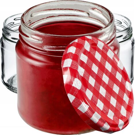 KADAX Kleine inmaakpotten, 315 ml, diameter 66 mm, potten voor honing, jampotten met deksel, luchtdichte, ronde potten (50 stuks, goudkleurig