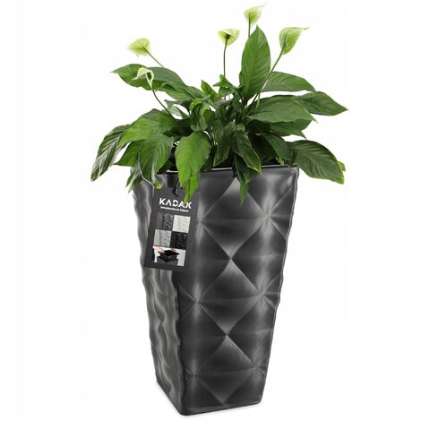 KADAX Blumentopf mit Einlage, Pflanzkübel, aus Kunststoff, 40 cm, Anthrazit