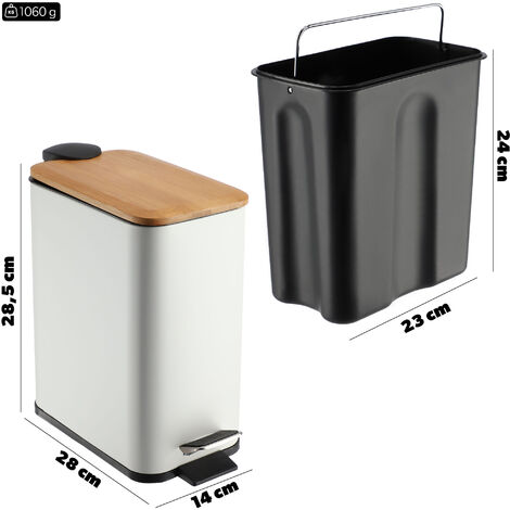 ECHTWERK Tretabfalleimer 30L - Skandi Design Mit Bambusdeckel