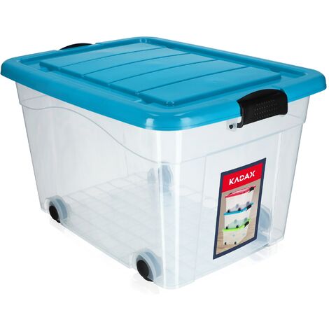 KADAX Kunststoffbehälter mit Rollen, Aufbewahrungsbox aus Kunststoff 60L (1/4)