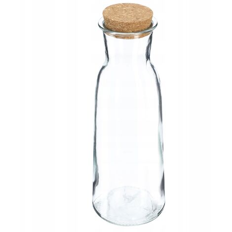 KADAX Glaskaraffe mit Korkdeckel, 1L Wasserkaraffe aus Glass 1L (1/5)