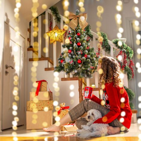KADAX Künstlicher Weihnachtsbaum 180 Cm – Schneebedeckte Kiefer Mit Naturstamm