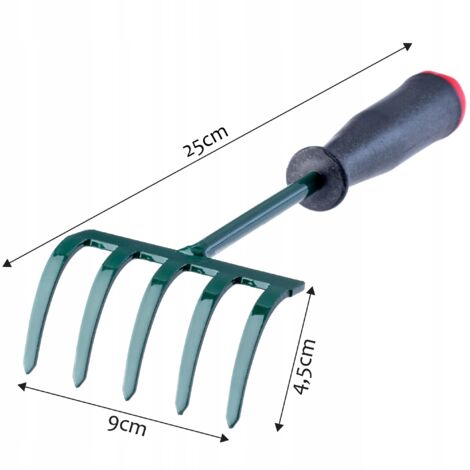 KADAX kleine Harke mit Stiel, Grün, 25 cm, 5 Zinken