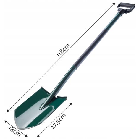 KADAX Spaten, Grabspaten für Garten, Gespitzt, Grün, 18 x 118 cm