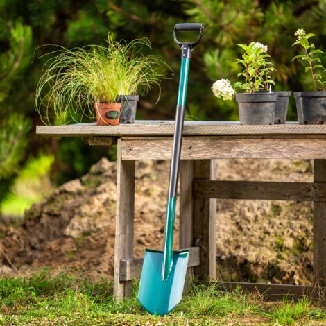 KADAX Spaten, Grabspaten für Garten, Gespitzt, Grün, 18 x 118 cm