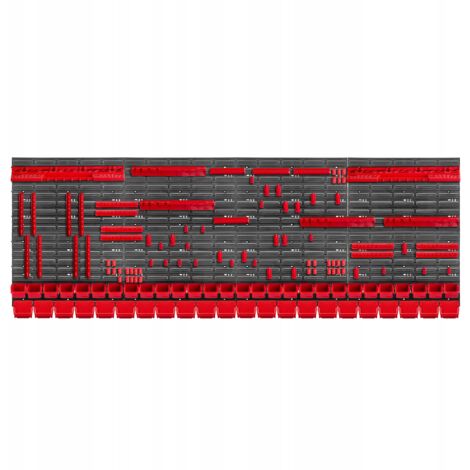 KADAX Gereedschapswandrek, Groot, 232 X 78 Cm, Opslagsysteem Van Robuust Kunststof Uv Bestendig Modulesysteem Uitbreidbare Wandplaten Werkplaatsrek Voor Garage Rood 174 Stuks 1011556589