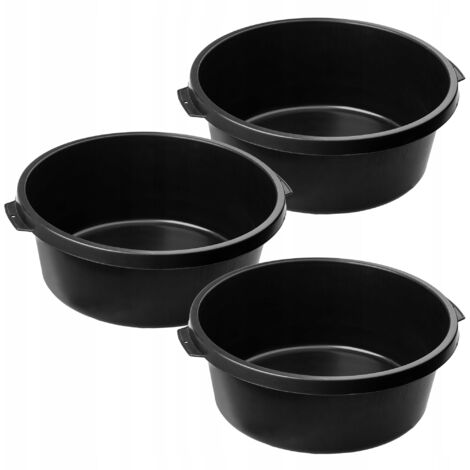 KADAX Schale aus Kunststoff, runder Schüssel, Putzeimer, Schwarz, 11 L, 3 Stück