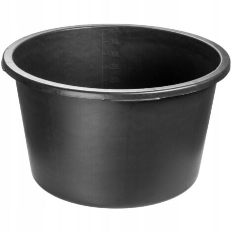 Baueimer 40 Liter Aus PVC – Rund, Mit 2 Griffen, ⌀ Oben 45 Cm, ⌀ Unten 33,5 Cm – Für Mörtel, Beton Und Gartenarbeiten