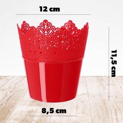 KADAX Spitzen-Blumentopf Violett ⌀12cm - Dekorativer Übertopf Aus Kunststoff