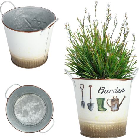 KADAX Blumentopf aus Metall, 16 cm, Rund, Mit Griffen