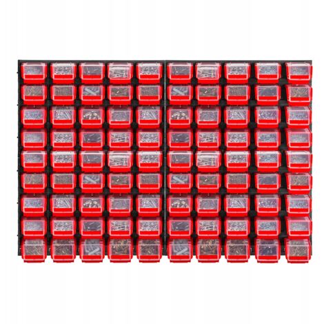 KADAX Grande étagère Murale à Outils, système de Stockage 174 x 78 cm, en Plastique Robuste, système modulaire résistant aux UV, plaques murales Extensibles, étagère d'atelier (Rouge, 110 pièces