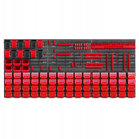 KADAX Werkstattwandregal, Wandplatten, 174 x 78 cm, Rot, 121 tlg.