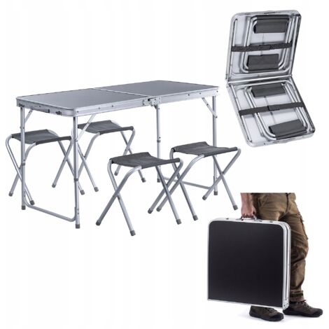 KADAX Campingmöbelset, Camping Tisch mit Klappstühlen, Klapptisch mit 4