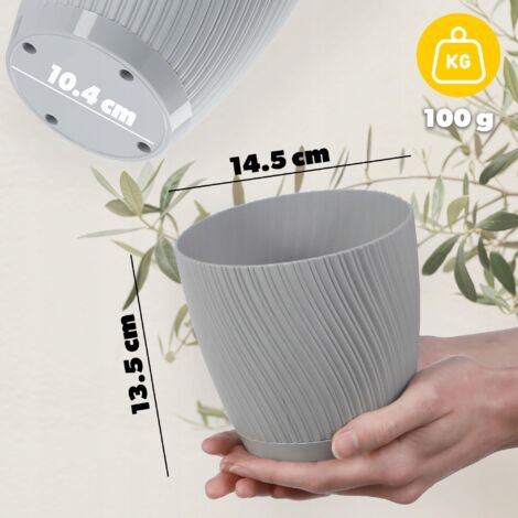 Blumentopf "Gesicht" Aus Steingut – 15 Cm, Grau, Für Sukkulenten & Deko