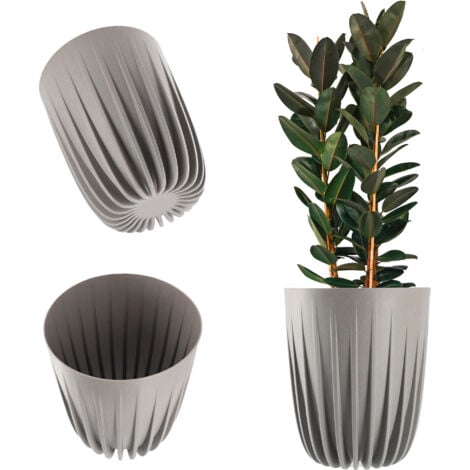 KADAX Blumentopf mit Einsatz, aus Kunststoff, rund, 30 cm, Hellgrau
