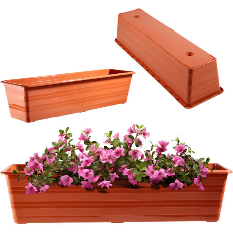 KADAX Blumenkasten aus Kunststoff, Terracotta, 60 cm