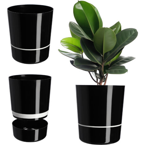 KADAX Blumentopf, aus Kunststoff, rund, 25 cm, Schwarz